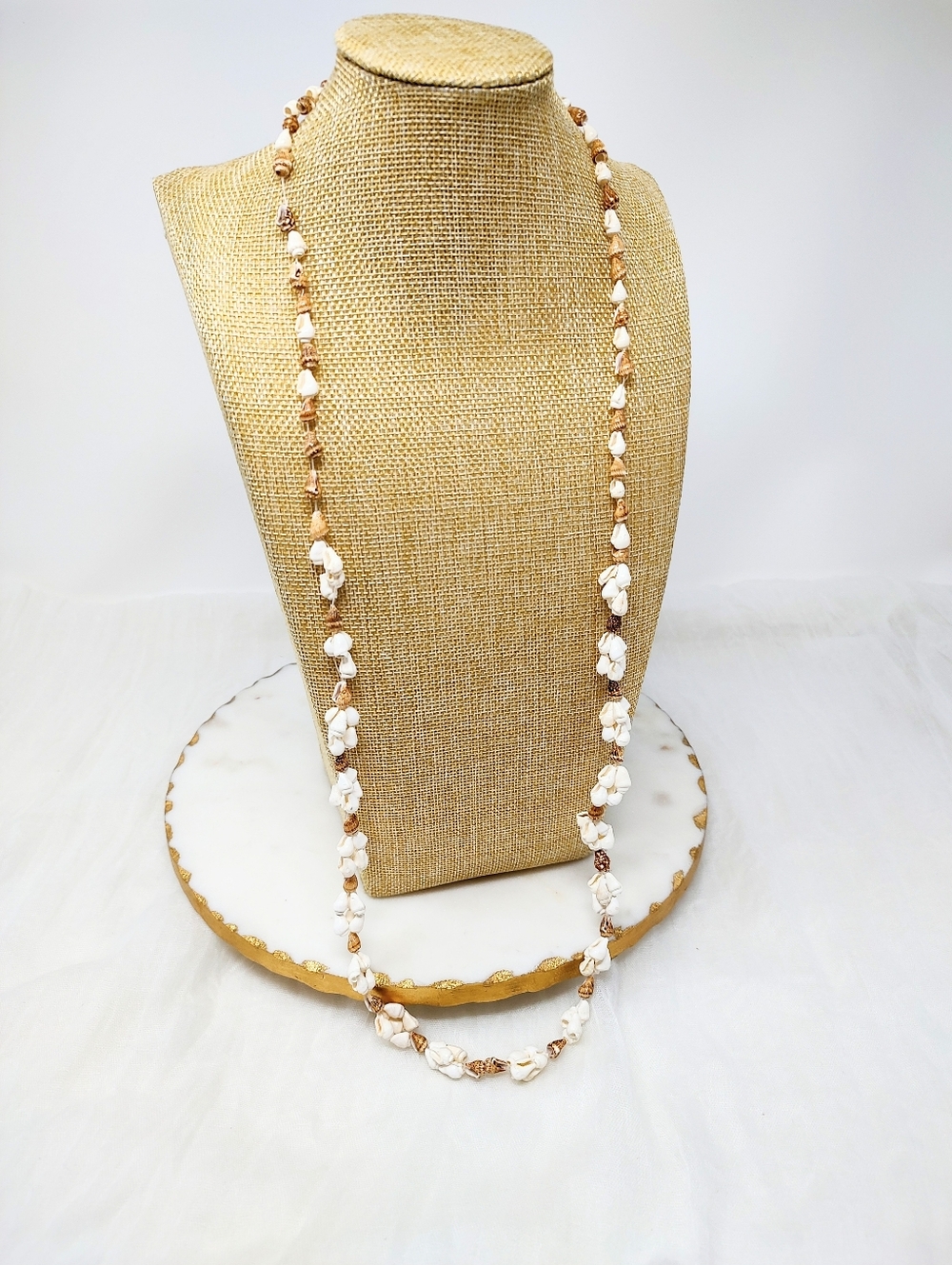 Women's White Shell Bead Long Necklace